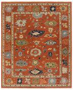 8x10 Elegant Soft red Handknotted Oushak rug, Modern Soft Wool Rugs, Tree of Life Rug for Living room, Bedroom and Office.