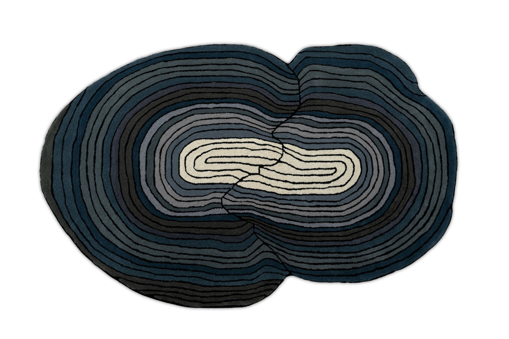 Geode Flow Hand-Tufted Wool Rug – Midnight Blue & Charcoal Layers