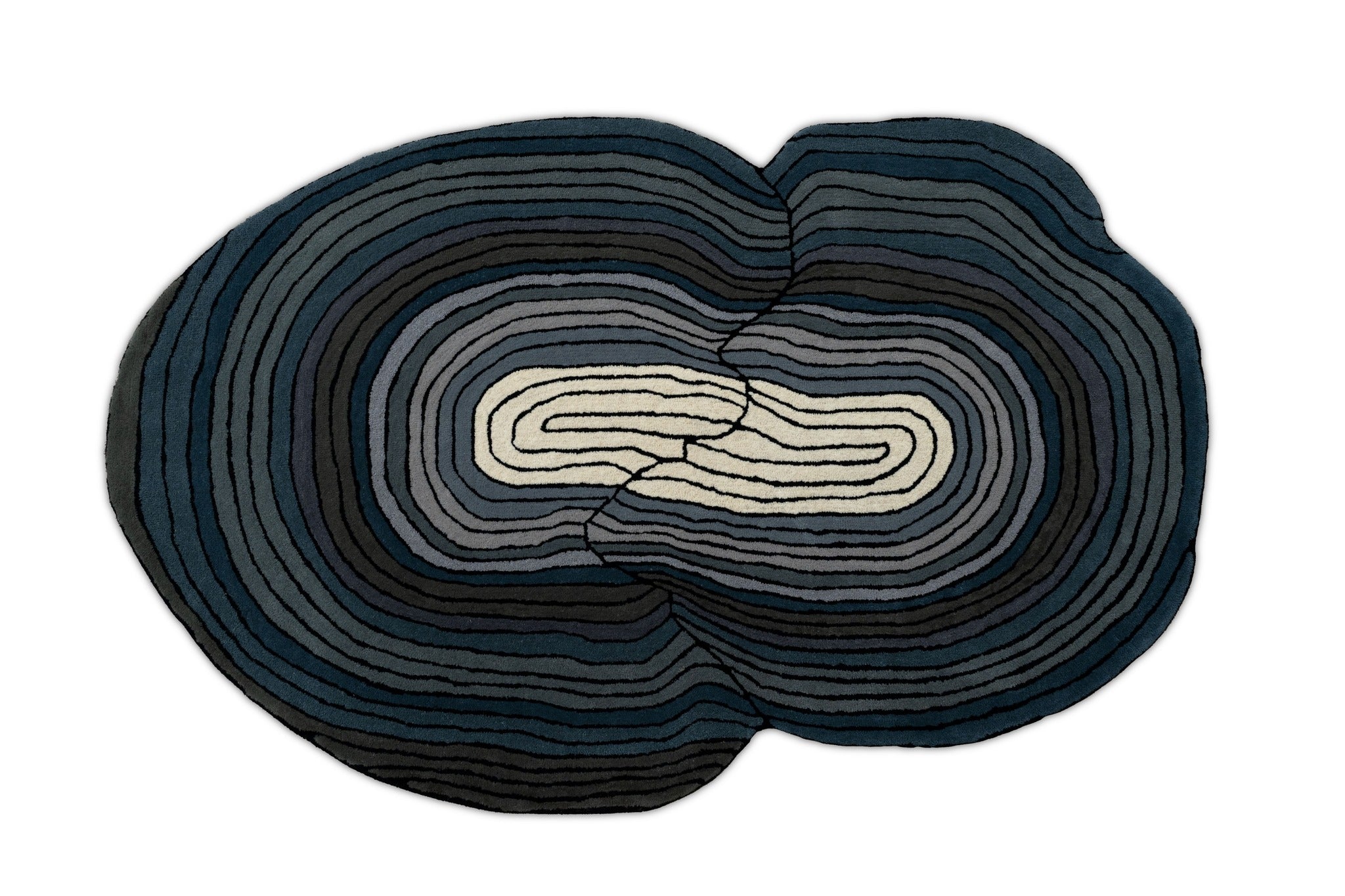Geode Flow Hand-Tufted Wool Rug – Midnight Blue & Charcoal Layers