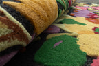Midnight Bloom Hand-Tufted Wool Rug – Vibrant Floral Garden Design
