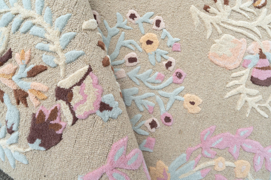 Blossom Medallion Hand-Tufted Wool Rug – Pastel Garden Design
