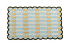 Scallop Check Hand-Tufted Wool Rug – Sky Blue & Mustard Pattern
