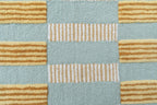 Scallop Check Hand-Tufted Wool Rug – Sky Blue & Mustard Pattern