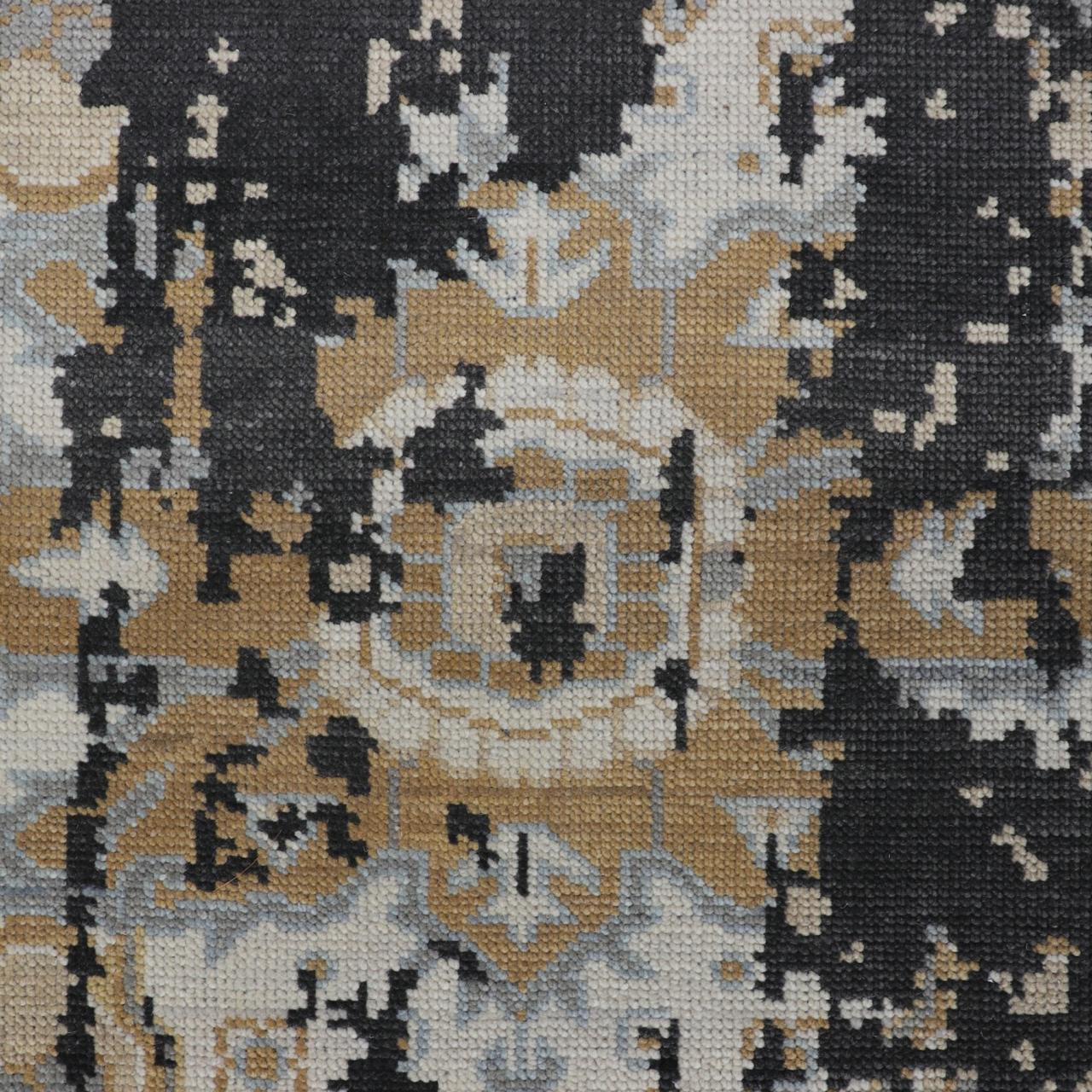 Hand-Knotted Modern Oushak Wool Rug Ð Charcoal, Beige & Ivory Abstract Design | Luxury Turkish Handmade Carpet by Rug Regalia