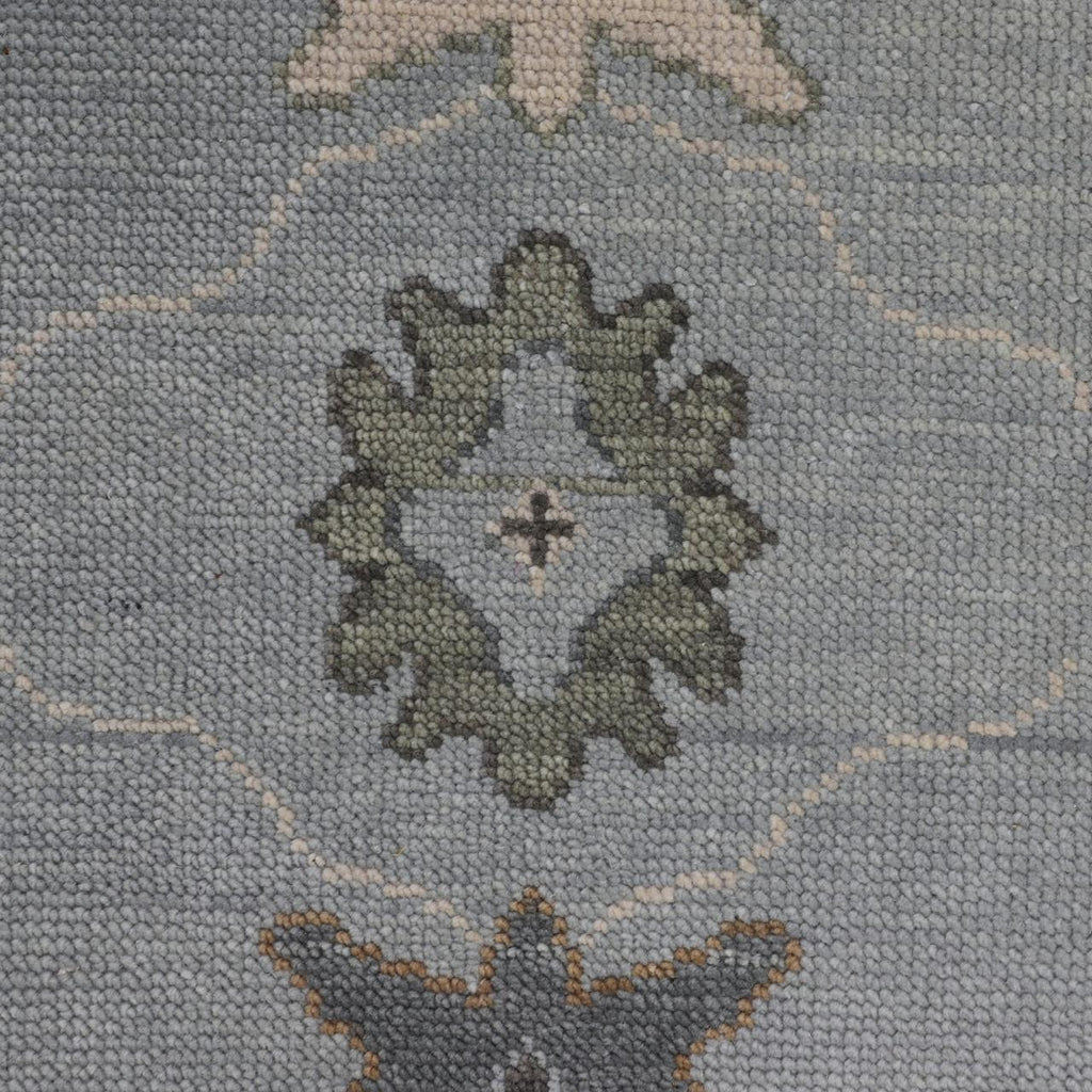 Hand-Knotted Oushak Wool Rug - Misty Gray with Earth-Tone Accents | Luxury Turkish Handmade Carpet by Rug Regalia