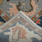 Hand-Knotted Oushak Wool Rug - Slate Gray with Navy & Terracotta Accents | Artisan Turkish Carpet by Rug Regalia