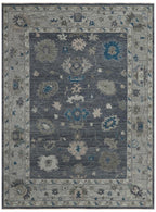 Hand-Knotted Oushak Wool Rug - Charcoal & Soft Gray Accents | Luxury Turkish Design by Rug Regalia
