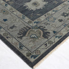 Hand-Knotted Oushak Wool Rug - Charcoal & Soft Gray Accents | Luxury Turkish Design by Rug Regalia
