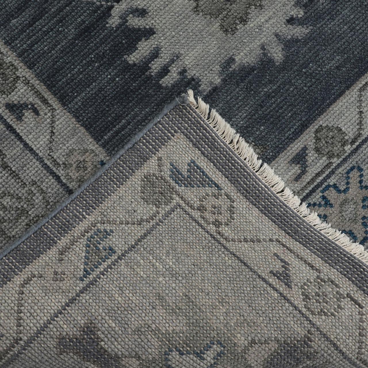 Hand-Knotted Oushak Wool Rug - Misty Gray & Olive Tones | Luxury Handmade Turkish Carpet by Rug Regalia