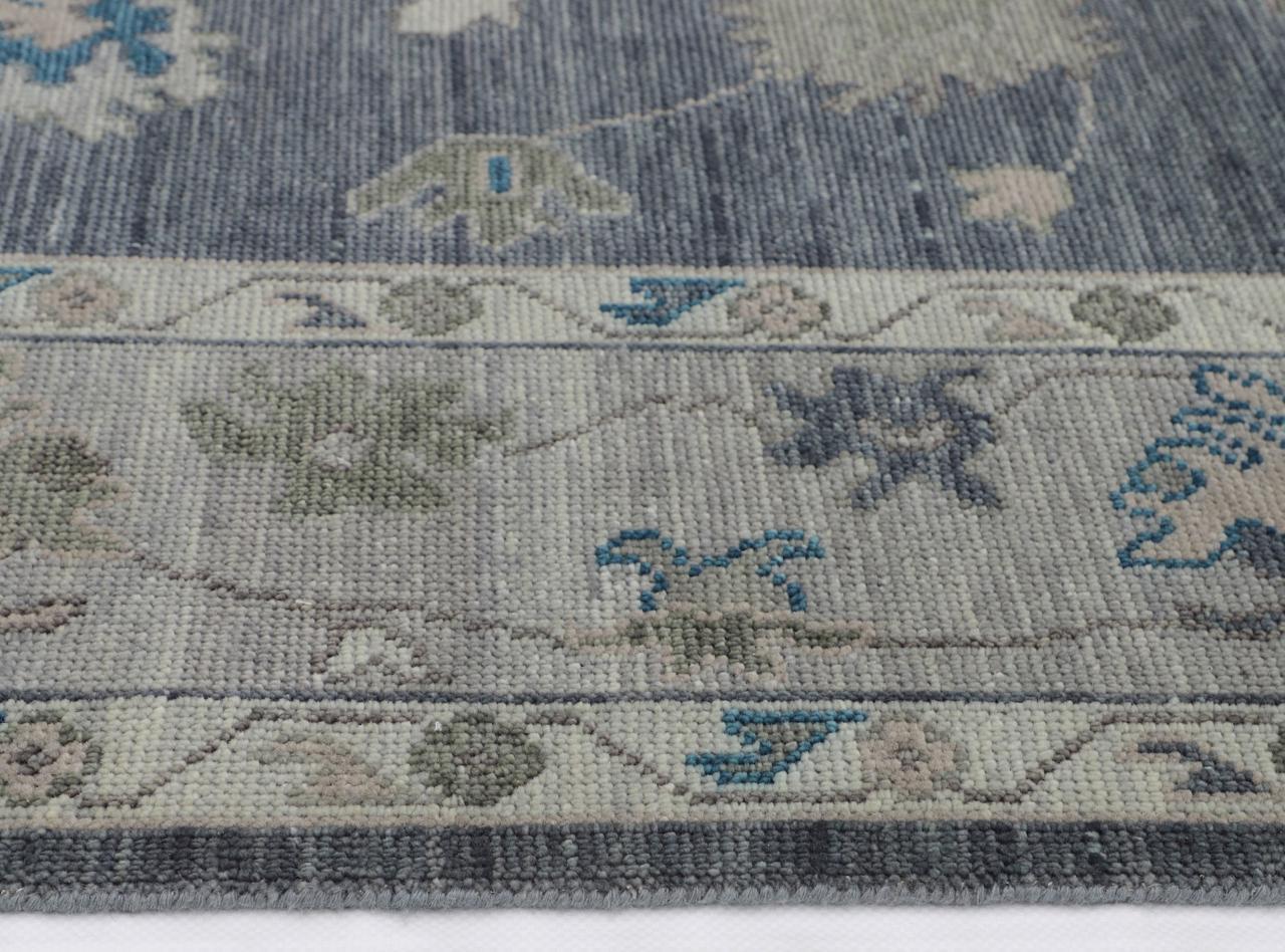Hand-Knotted Oushak Wool Rug - Charcoal & Soft Gray Accents | Luxury Turkish Design by Rug Regalia