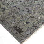 Hand-Knotted Oushak Wool Rug - Misty Gray & Olive Tones | Luxury Handmade Turkish Carpet by Rug Regalia
