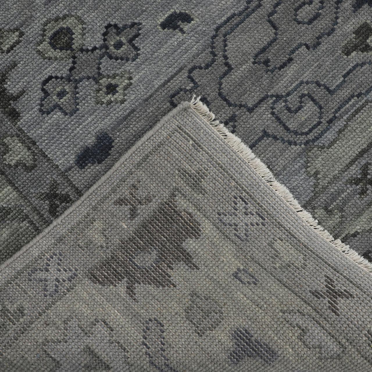 Hand-Knotted Oushak Wool Rug - Misty Gray & Olive Tones | Luxury Handmade Turkish Carpet by Rug Regalia