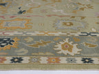 Hand-Knotted Oushak Wool Rug - Soft Sage Green with Muted Gold & Pastel Accents | Rug Regalia
