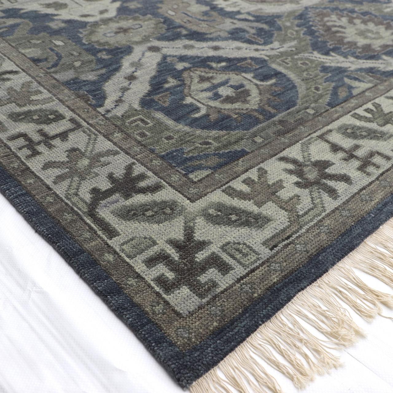 Hand-Knotted Oushak Wool Rug - Charcoal & Gray Traditional Pattern | Rug Regalia
