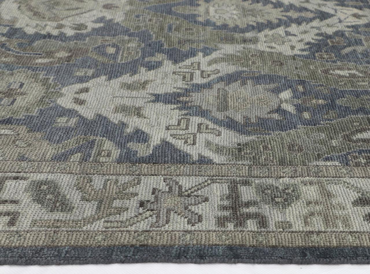 Hand-Knotted Oushak Wool Rug - Charcoal & Gray Traditional Pattern | Rug Regalia