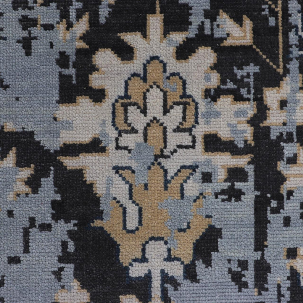 Modern Hand-Knotted Wool Rug - Charcoal Gray & Ivory Abstract Oushak Pattern | Rug Regalia