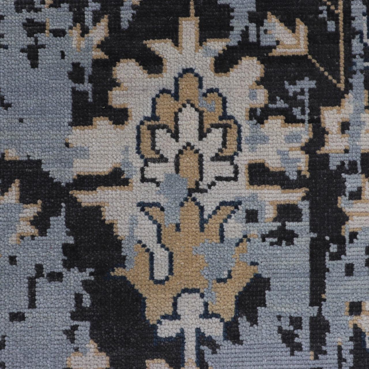 Modern Hand-Knotted Wool Rug - Charcoal Gray & Ivory Abstract Oushak Pattern | Rug Regalia