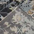 Modern Hand-Knotted Wool Rug - Charcoal Gray & Ivory Abstract Oushak Pattern | Rug Regalia