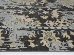Modern Hand-Knotted Wool Rug - Charcoal Gray & Ivory Abstract Oushak Pattern | Rug Regalia