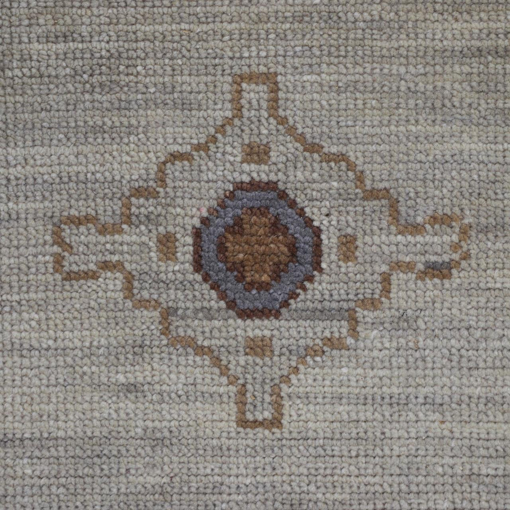 Hand-Knotted Oushak Wool Rug - Neutral Beige & Slate Blue Floral Design | Rug Regalia