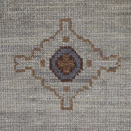 Hand-Knotted Oushak Wool Rug - Neutral Beige & Slate Blue Floral Design | Rug Regalia