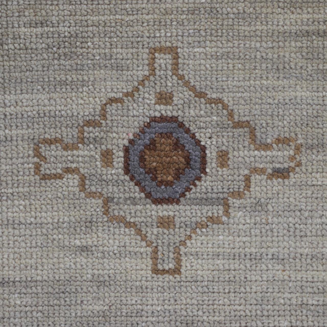 Hand-Knotted Oushak Wool Rug - Neutral Beige & Slate Blue Floral Design | Rug Regalia