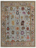 Hand-Knotted Oushak Wool Rug - Soft Blue Base with Multicolor Accents | Luxury Handmade Turkish Carpet by Rug Regalia