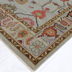 Hand-Knotted Oushak Wool Rug - Soft Blue Base with Multicolor Accents | Luxury Handmade Turkish Carpet by Rug Regalia