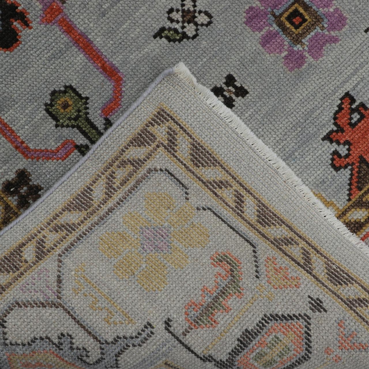 Hand-Knotted Oushak Wool Rug - Soft Blue Base with Multicolor Accents | Luxury Handmade Turkish Carpet by Rug Regalia