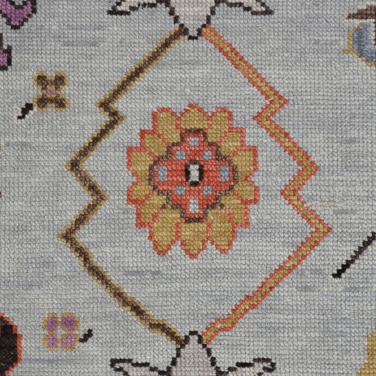 Hand-Knotted Oushak Wool Rug - Soft Blue Base with Multicolor Accents | Luxury Handmade Turkish Carpet by Rug Regalia