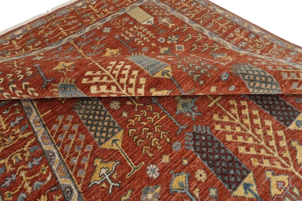 8x10 Elegant Soft red Handknotted Oushak rug, Modern Soft Wool Rugs, Tree of Life Rug for Living room, Bedroom and Office