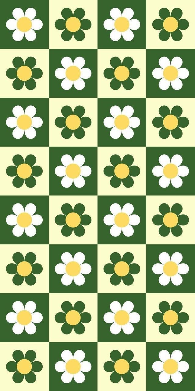 Retro Daisy Checkerboard Hand Tufted Rug – Green & Cream Floral Pattern | Modern Aesthetic Area Rug for Living Room Bedroom
