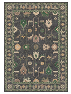 Charcoal Green Oushak Rug – Hand Knotted Wool Vintage Turkish Style 8x10 Area Rug
