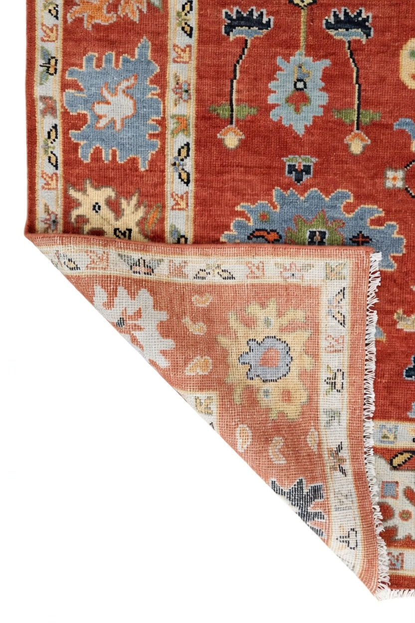 8x10 Elegant Soft red Handknotted Oushak rug, Modern Soft Wool Rugs, Tree of Life Rug for Living room, Bedroom and Office.