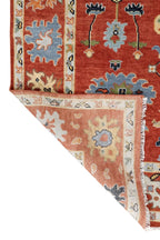 8x10 Elegant Soft red Handknotted Oushak rug, Modern Soft Wool Rugs, Tree of Life Rug for Living room, Bedroom and Office.