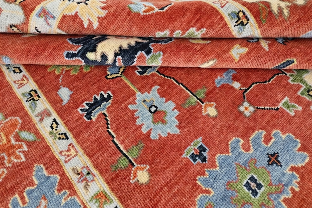 8x10 Elegant Soft red Handknotted Oushak rug, Modern Soft Wool Rugs, Tree of Life Rug for Living room, Bedroom and Office.