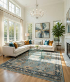 Hand Knotted Wool Oushak Rug, Turkish Style Geometric Carpet (8x10)