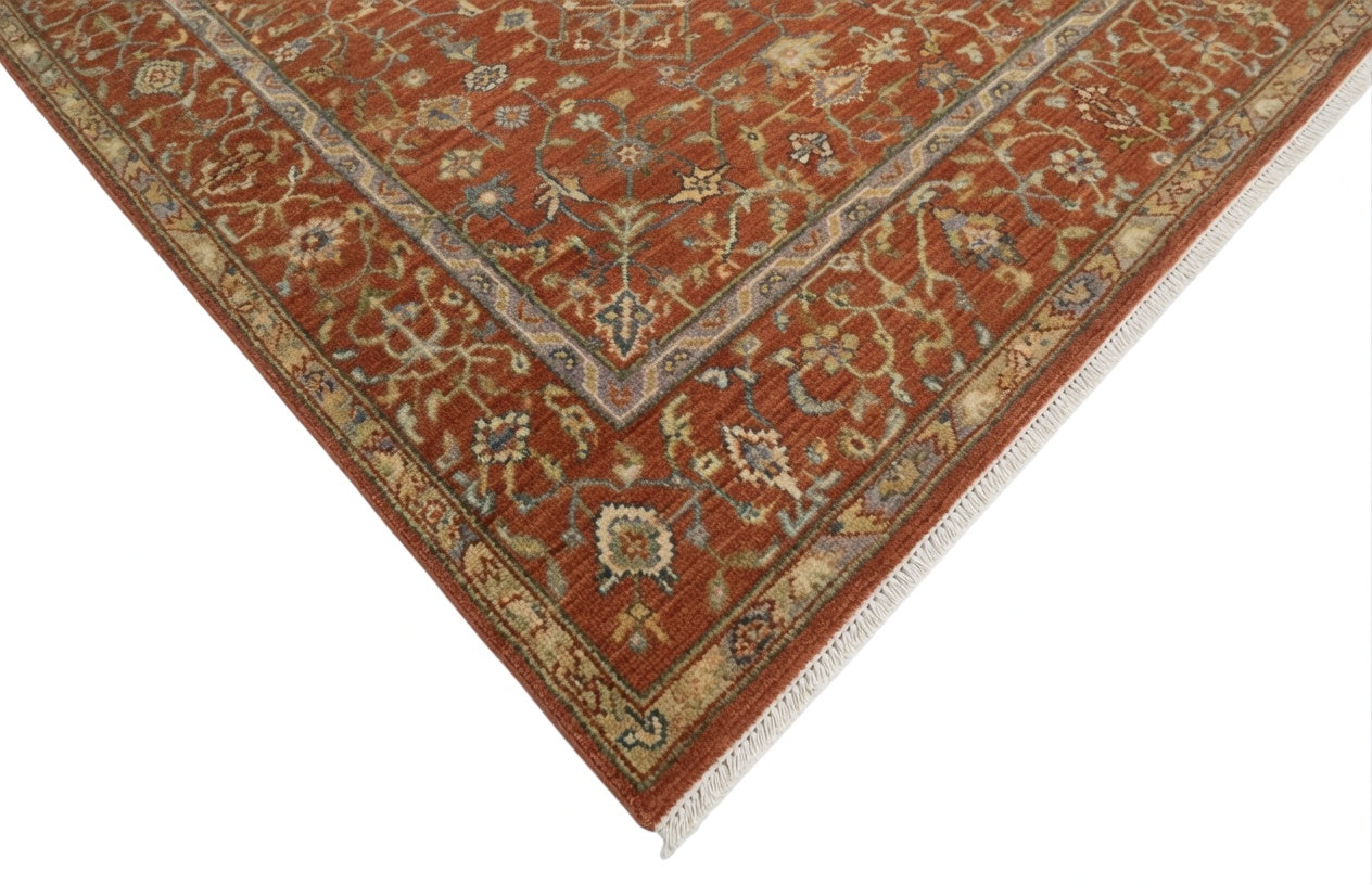 8x10 Elegant Soft red Handknotted Oushak rug, Modern Soft Wool Rugs, Tree of Life Rug for Living room, Bedroom and Office